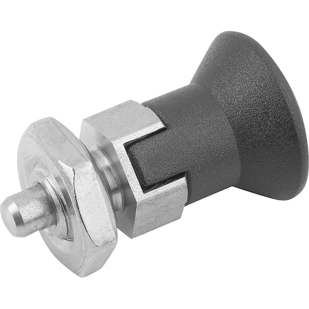 Indexing Plunger Eco Short Vers Size:1 D1=M10, D=5, Form:D, Stainless Not Hardened, Comp: Plastic